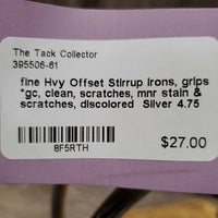 fine Hvy Offset Stirrup Irons, grips *gc, clean, scratches, mnr stain & scratches, discolored
