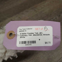5 Halter Fuzzies *fair, dirt, v.clumpy, hair, discolored, threads
