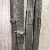 Dressage Bridle, Bling, Crank, Rubber Lined Reins *fair, dirt, missing bling, NO flash, peeled rubber, older, faded, v.tight keepers