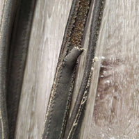 Dressage Bridle, Bling, Crank, Rubber Lined Reins *fair, dirt, missing bling, NO flash, peeled rubber, older, faded, v.tight keepers