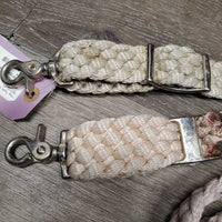 Soft Wide Long Braided Nylon Loop Reins, conway buckles, snaps *gc, dingy, stains, clean, snags
