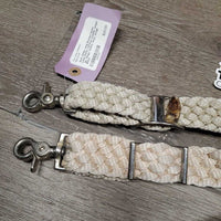 Soft Wide Long Braided Nylon Loop Reins, conway buckles, snaps *gc, dingy, stains, clean, snags
