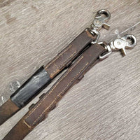 Soft German Martingale Plain Reins, snaps *gc, NO D Rings, rubs, tape, broken/missing keeper, uneven, scrapes

