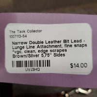 Narrow Double Leather Bit Lead - Lunge Line Attachment, fine snaps *vgc, clean, edge scrapes
