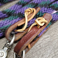 Round Nylon Loop - Roper Barrel Reins, leather loops, snaps *gc, clean, mnr rubs, frays & hair
