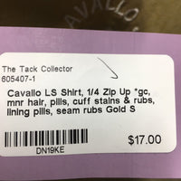 LS Shirt, 1/4 Zip Up *gc, mnr hair, pills, cuff stains & rubs, lining pills, seam rubs
