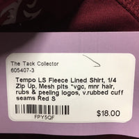 LS Fleece Lined Shirt, 1/4 Zip Up, Mesh pits *vgc, mnr hair, rubs & peeling logos, v.rubbed cuff seams
