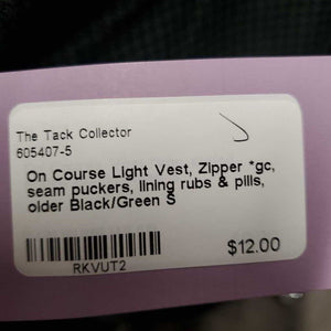 Light Vest, Zipper *gc, seam puckers, lining rubs & pills, older
