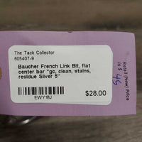 Baucher French Link Bit, flat center bar *gc, clean, stains, residue
