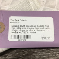 Quilt Dressage Saddle Pad *gc, pills, mnr stains, hair, cut tabs, frays, dingy, puckers, threads
