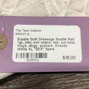 Quilt Dressage Saddle Pad *gc, pills, mnr stains, hair, cut tabs, frays, dingy, puckers, threads