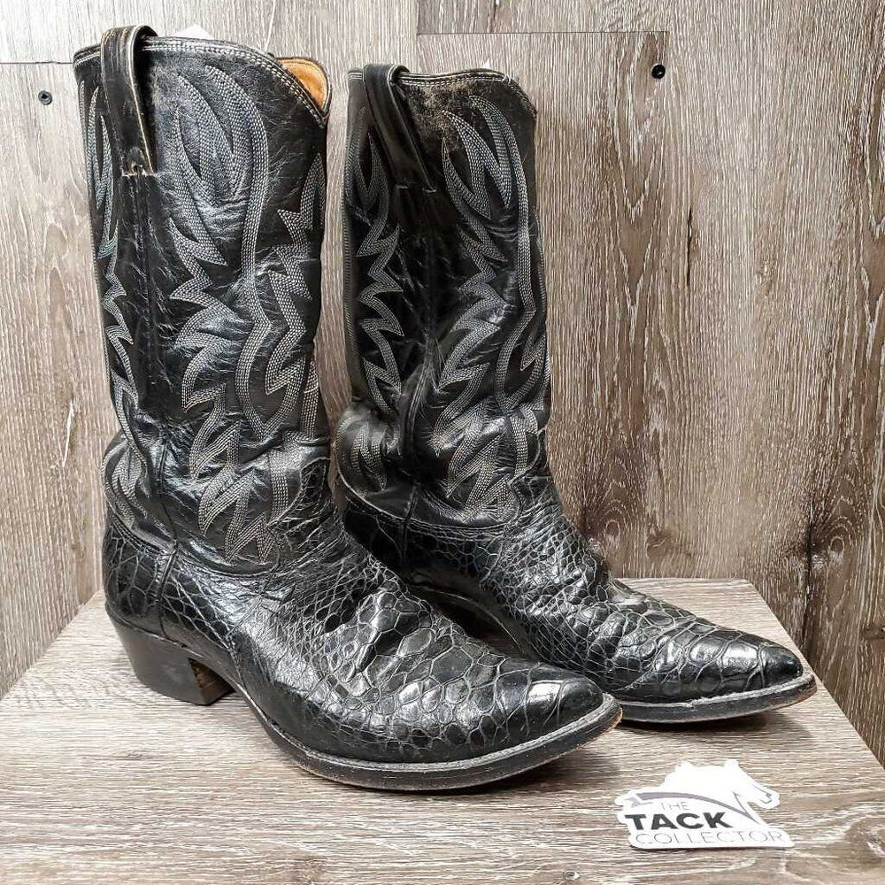 VINTAGE MENS Pointy Toe Sea Turtle Western Boots *xc, mnr dusty, scratches & rubs, clean