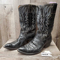 VINTAGE MENS Pointy Toe Sea Turtle Western Boots *xc, mnr dusty, scratches & rubs, clean
