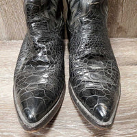VINTAGE MENS Pointy Toe Sea Turtle Western Boots *xc, mnr dusty, scratches & rubs, clean
