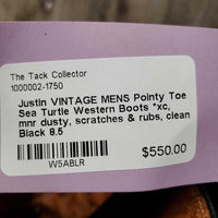 VINTAGE MENS Pointy Toe Sea Turtle Western Boots *xc, mnr dusty, scratches & rubs, clean
