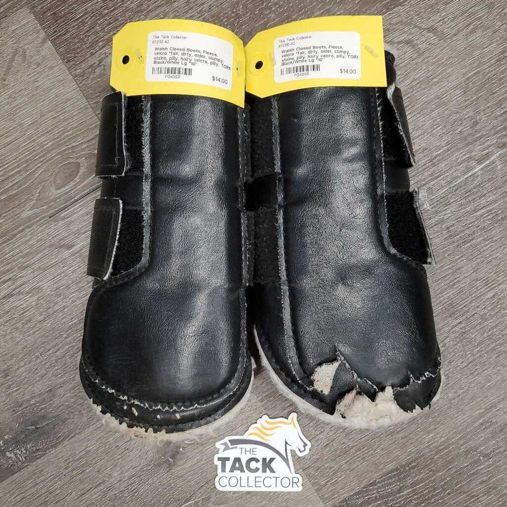 Closed Boots, Fleece, velcro *fair, dirty, older, clumpy, stains, pilly, hairy velcro, pilly, TORN