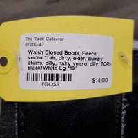 Closed Boots, Fleece, velcro *fair, dirty, older, clumpy, stains, pilly, hairy velcro, pilly, TORN