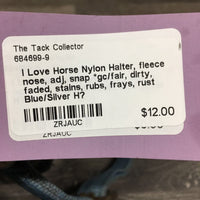 Nylon Halter, fleece nose, adj, snap *gc/fair, dirty, faded, stains, rubs, frays, rust
