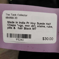 Pr Hvy Suede Half Chaps *vgc, mnr dirt, stains, rubs, pills & hair
