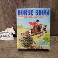 Horse Show Card Game, Rule Booklet, box *gc, Missing 3 cards: 2 Horse Cards, 2 Assist, rubbed & broken edges
