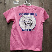 JUNIORS SS Shirt, "Cowgirls Unlimited" *vgc, cracking logos
