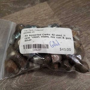 53 Assorted Corks: 42 used, 11 new *clean, stains, mnr rust & gunk
