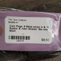 Cork Plugs: 6 Metal screw in & 10 Rubber & Allen Wrench *like new
