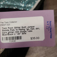 Glitter Quilt Jumper Saddle Pad, 1x Piping *gc, hair, dirt, bare glitter, mnr snags, rubs
