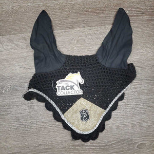 Glitter Quilt Jumper Pad, Crochet Bonnet, 2 Front Closed Boots *Boots & Bonnet: xc Pad: vgc, hair, dirt, rubs