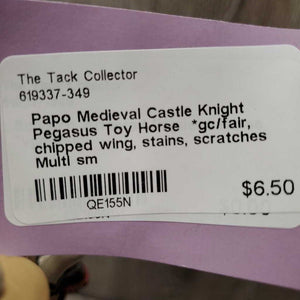 Papo Medieval Castle Knight Pegasus Toy Horse *gc/fair, chipped wing, stains, scratches