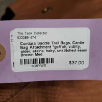 Cordura Saddle Trail Bags, Cantle Bag Attachment *gc/fair, v.dirty, older, stains, hairy, unstitched seam