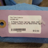 3 Fleece Polos *gc/vgc, clean, mnr stains, clumpy & hair

