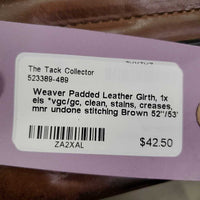 Padded Leather Girth, 1x els *vgc/gc, clean, stains, creases, mnr undone stitching

