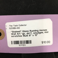 "Stained" Glass Running Horses Wall Art *gc, dirt?, smudges, mnr scratches
