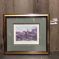 3: Painted by W.Shayer Hunt Scene Matted & Wood Frame Print Set: Returning from the Hunt, The Meet, Full Cry *gc, dings, scrapes, taped back, dirty
