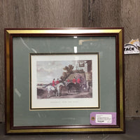 3: Painted by W.Shayer Hunt Scene Matted & Wood Frame Print Set: Returning from the Hunt, The Meet, Full Cry *gc, dings, scrapes, taped back, dirty
