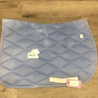 Quilt Jumper Saddle Pad *gc/fair, hair, mnr stains, film, faded, holey edges, pills, dirt? cut tabs, dyed