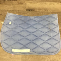 Quilt Jumper Saddle Pad *gc/fair, hair, mnr stains, film, faded, holey edges, pills, dirt? cut tabs, dyed