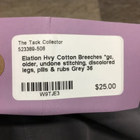 Hvy Cotton Breeches *gc, older, undone stitching, discolored legs, pills & rubs
