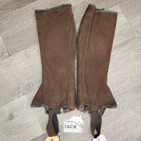 Pr Microsuede Half Chaps *gc, clean, faded, rubs, pills, stretched elastic
