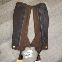 Pr Microsuede Half Chaps *gc, clean, faded, rubs, pills, stretched elastic
