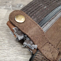 Pr Microsuede Half Chaps *gc, clean, faded, rubs, pills, stretched elastic
