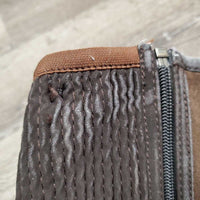 Pr Microsuede Half Chaps *gc, clean, faded, rubs, pills, stretched elastic
