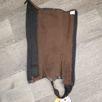 Pr Microsuede Half Chaps *gc, clean, faded, rubs, pills, stretched elastic
