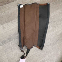 Pr Microsuede Half Chaps *gc, clean, faded, rubs, pills, stretched elastic
