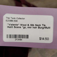 "Valente" Wool & Silk Neck Tie, Hunt Scene *gc, mnr hair
