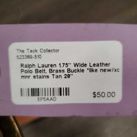 1.75" Wide Leather Polo Belt, Brass Buckle *like new/xc, mnr stains
