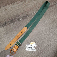 Adjustable Cotton Web & Leather Belt, Leather buckle *vgc, mnr stains, faded & rubs, older
