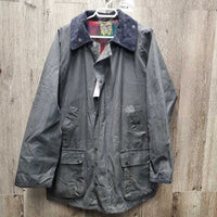 Short Oilskin Jacket, Wool Lined, Zip, snaps, Corduroy Collar *vgc, mnr stiff zipper, rubs, hair & dust
