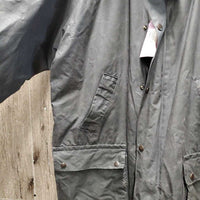 Short Oilskin Jacket, Wool Lined, Zip, snaps, Corduroy Collar *vgc, mnr stiff zipper, rubs, hair & dust
